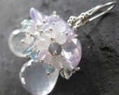 Moonstone earrings, lavender opal earrings, blue topaz in sterling --Sant'Angelo--