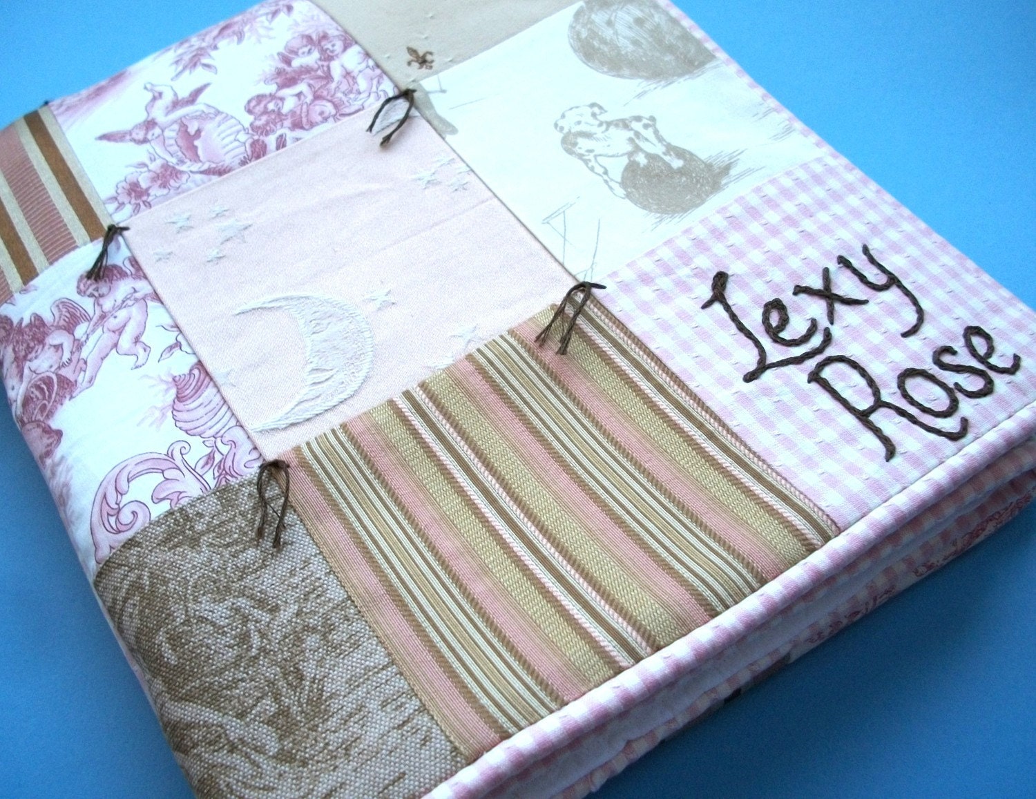 Heirloom Baby Girl Quilt  with Custom Embroidery by Dolce Dreams