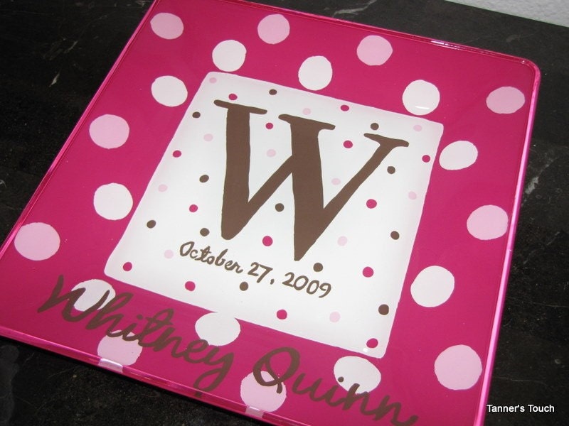 Monogrammed Hand-Painted Personalized Plate by Tanner's Touch