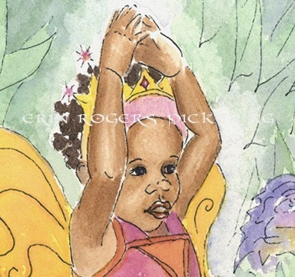 Ethnic Princess Thumbelina Ballerina fairy tales of color 5x7 Print