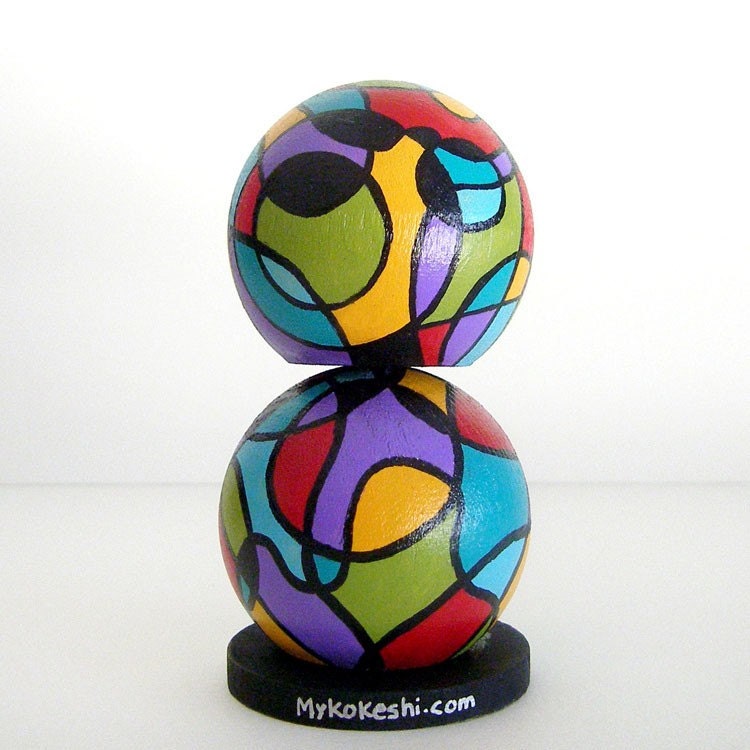 Abstract Lines Art - limited edition wooden doll