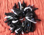 Black and grey sea anemone scrunchie - KatKeRosCorner Black and grey sea anemone scrunchie - KatKeRosCorner