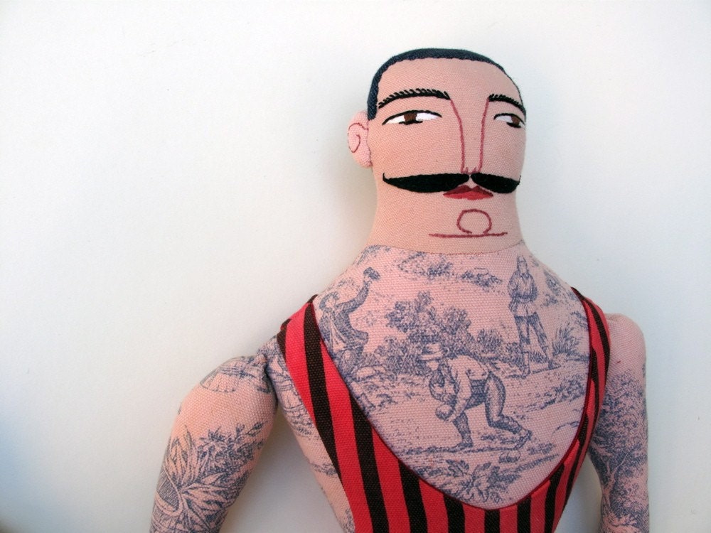 tattoo man in vintage swimwear