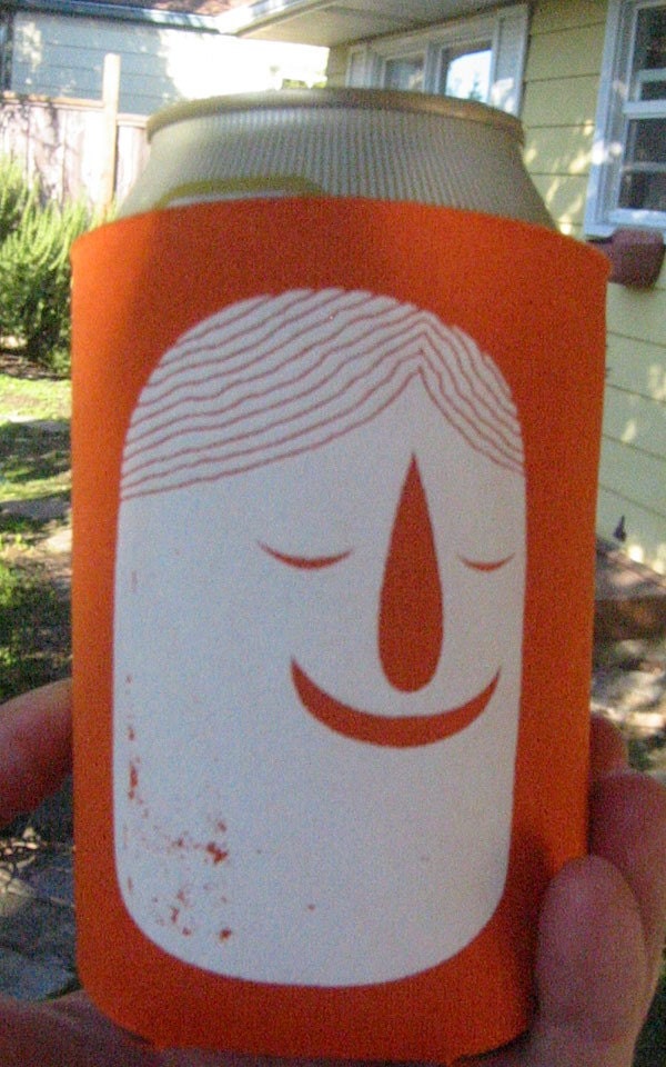 2 sided beer cozy, coozie, coolie, can and bottle holder.