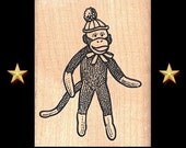 Sock Monkey Rubber Stamp Craft Stamps
