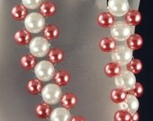 Handmade Faux White Pink Pearl Woven Bracelet