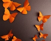 3D Wall Butterflies, 20 Pumpkin Orange Butterfly Silhouettes for Girls Room, Nursery, and Home Art Decor