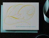 Letterpressed Happy Birthday Card /sexy pool blue