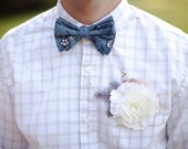 CUSTOM VINTAGE BLUE FLORAL MENS BOW TIE FOR YOUR WEDDING