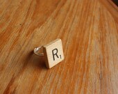 Wooden Scrabble Tile Ring