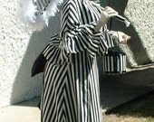 Black and White Striped Feathered Victorian Steampunk Parasol