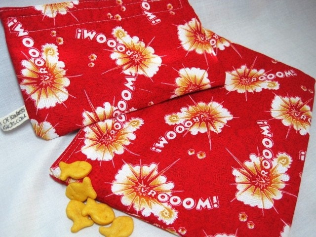 Reusable Sandwich and Snack Bag Set-Red Vrooom