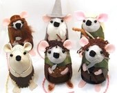 Lord of the Rings set of 6 mice cute felt ornaments gift for LOTR collectors of mice rats hamsters -  MADE to ORDER