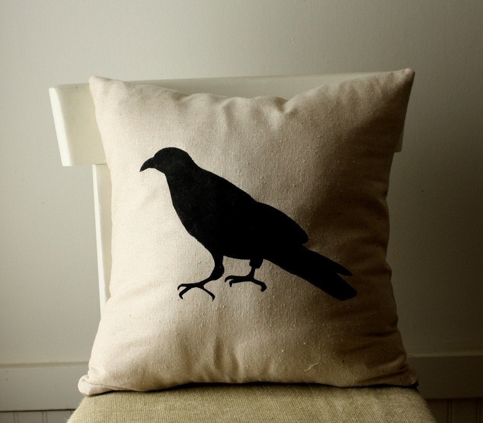 raven silhouette pillow cover