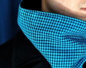 Black And Turquoise Check Neck Cowl