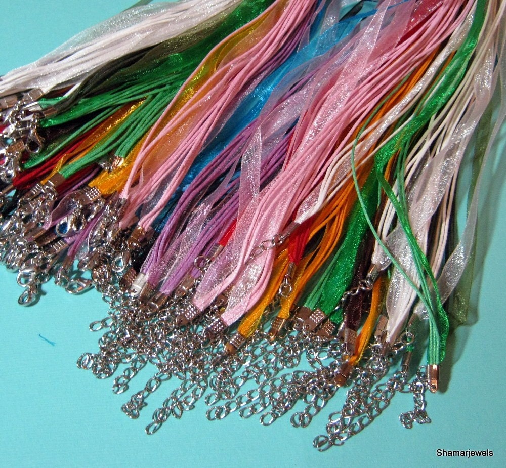 Wholesale Jewel and Pastel tones in Black, White, Cobalt,Green,Chinese Red Silk and Cord Necklaces MORE COLORS