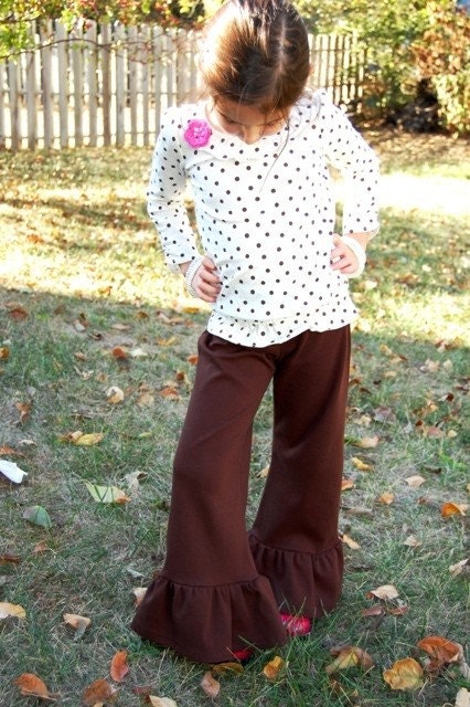 Brown Knit Ruffle Pants Girls Childrens kids