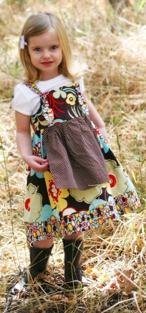 Fall Thanksgiving Holiday Knot top dress Sister Matching Apron Brown Red Yellow Aqua Knotty Tie 12mo 18mo 2 3 4 5