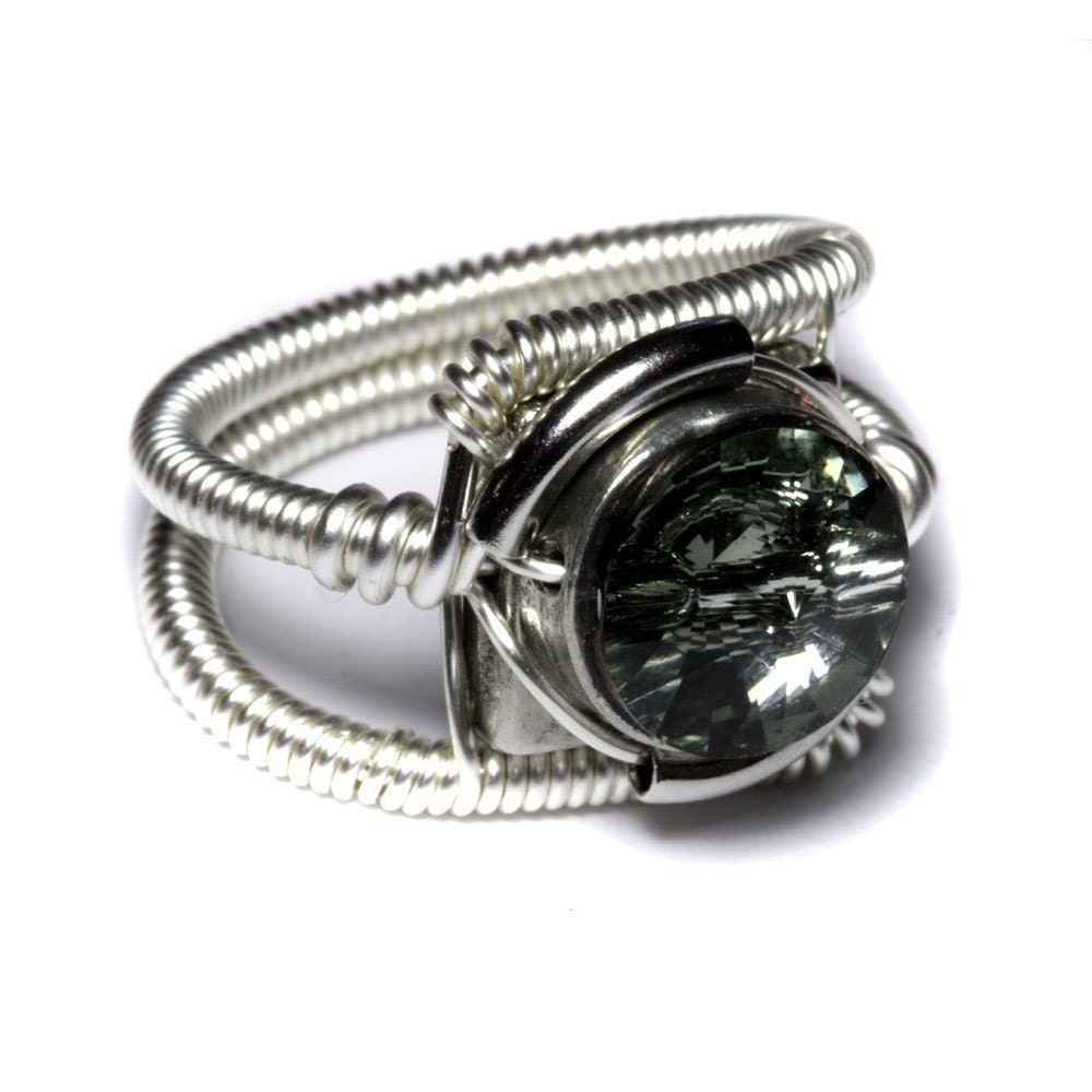 Cyberpunk Jewelry - RING - Black Diamond Swarovski Crystal