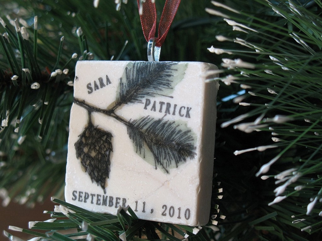 Pine Bough Ornament Wedding Favors, Set of 60