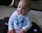 Cute Boy Fabric of Your Choice Initial Letter Applique Onesie or Tee