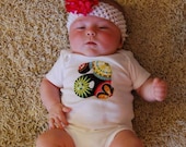 Cute Carnival Bloom Initial Appliqued Onesie or Long Sleeve Tee