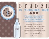 MILK and COOKIES Boy or Girl Birthday Party Invitation - Customized Printable Invitation