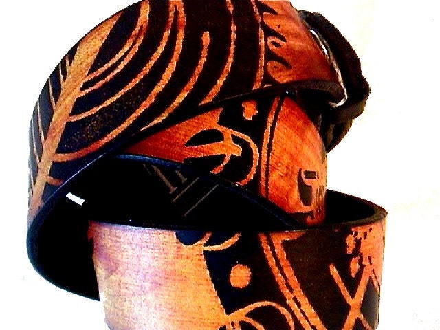 Screenprinted Leather Belt Gears and Cogs