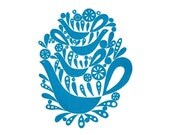 Blue Swans -limited edition gocco screen print 8 x 10