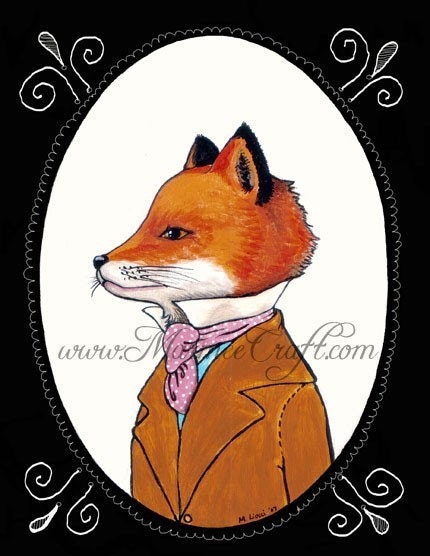 Fox art print, "Mr. Fox, Esquire Cabinet Portrait"