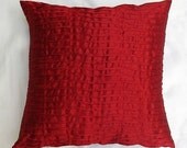 red pintuck artsilk throw pillow 16 inch decorative cushion cover modern design Set of 2 pieces