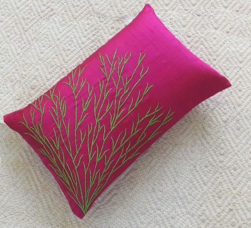 Fuchsia Pink silk boudoir pillow cover 12X18 inch decorative