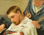 1894 Antique Chromolithograph of The Queen's Barber. Printed in London, the UK.