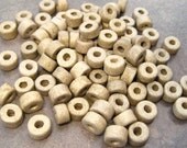 25 KHAKI TAN  Mini Tubes 6x4mm Mykonos Greek Ceramic Large Holed Beads