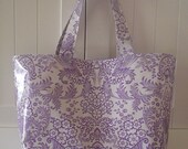 Beth's Big Lilac Paradise Oilcloth Market Tote Bag