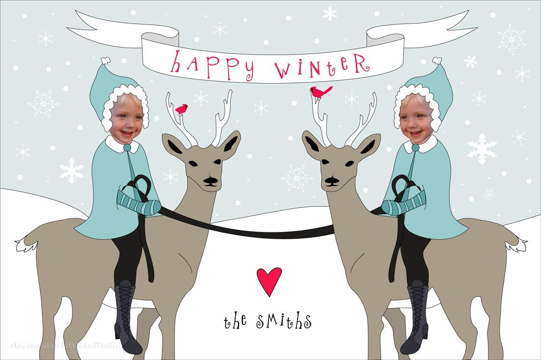 Sisters Happy Winter or New Year Holiday Card - Custom Made Just For You Within Hours