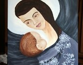 Original Painting, Figurative, Mother and Child, Modern Madonna, Russian Icon Art