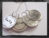 Hand Stamped Sterling Silver CIRCLES Meet Flowers 4 discs....new design by LillyEllen