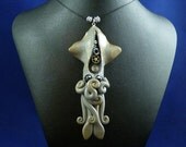 Steampunk Squid Necklace - Polymer Clay Neo-Victorian Jewelry