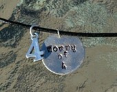 Got My Hands Full 2 - Hand Stamped Sterling Mommy Of Or Grandma Of Necklace With Sterling Number Charm