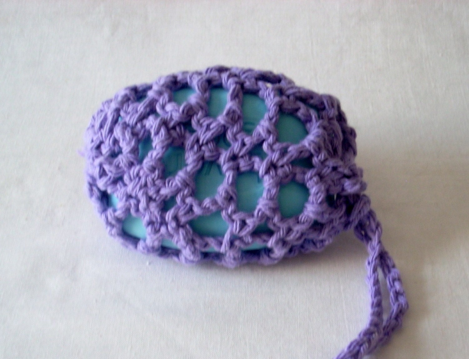 Cotton Crochet Soap Saver Bag, Lavender