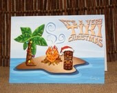 Very Tiki Christmas Holiday Cards - Set of 8 with Envelopes