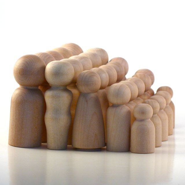 Peg People - Five Families of Five - Paint Your Own Wood Peg Dolls