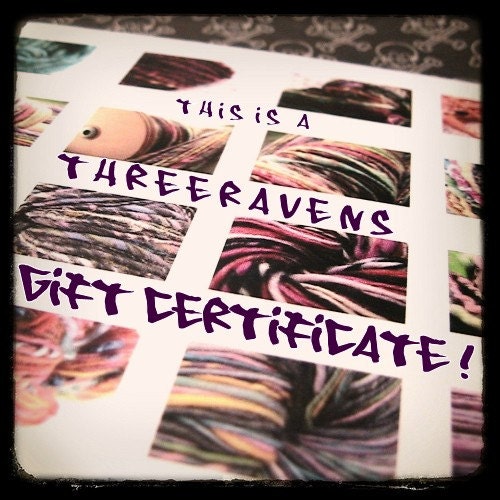 Gift Certificate - Fifty Dollars - Threeravens Yarn and Fiber