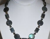 Labradorite Squares and Circles Necklace by MixedMediaDesigns1