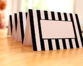 Editable Black and White Stripe Place Cards - ThePoshEvent