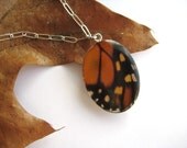 Butterfly Wing Jewelry -  Real monarch, orange necklace pendant