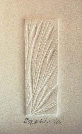 Handmade Card - Embossed Cattails with Green Envelope - Small
