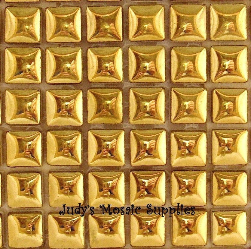 Gold Glazed Ceramic Squares Tesserae Mosaic Tiles - 100 3/8 Inch Tiles