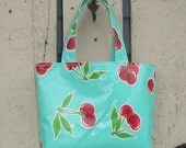 Beth's Retro Cherries Small Oilcloth  Market Tote Bag